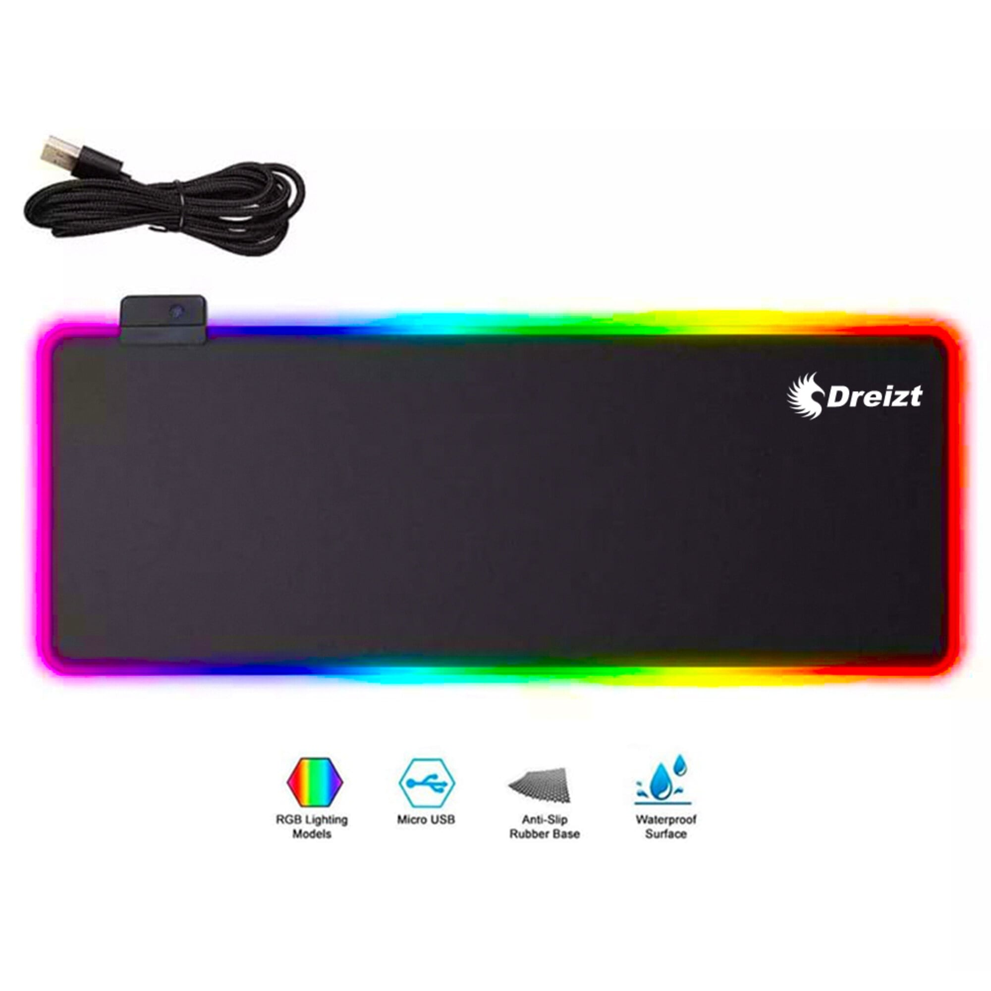Combo Mouse Gamer Dreizt RGB Mate + Mousepad Gamer RGB + Soporte para Celular de Aluminio Dreizt