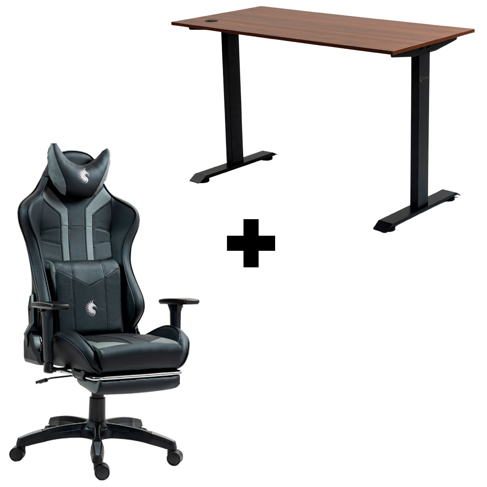 COMBO SILLA DEVIL NEGRO + ESCRITORIO FIX DESK DREIZT 120X60CM