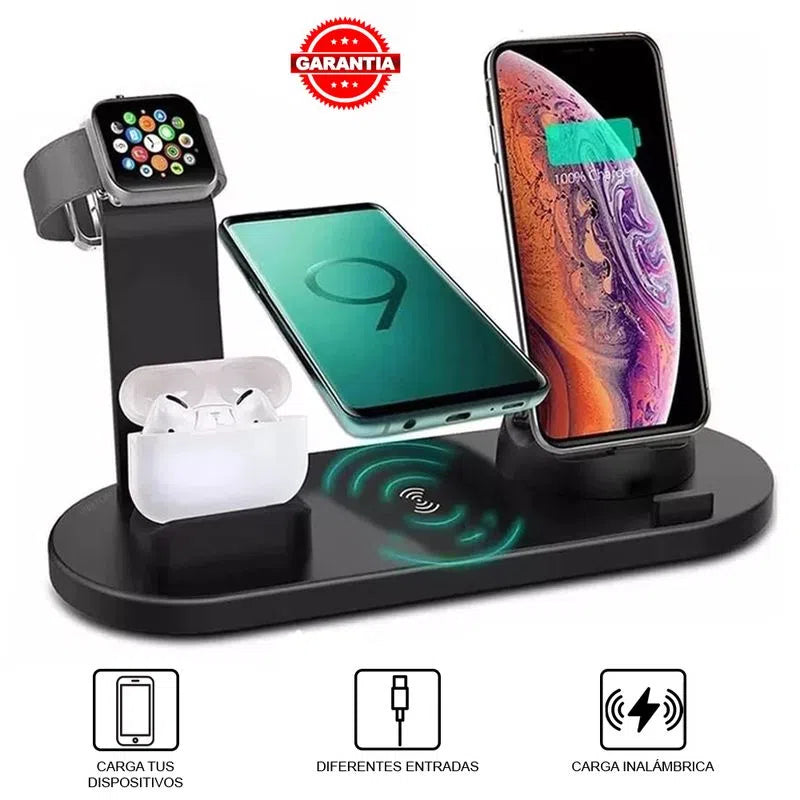 Cargador inalámbrico 4 en 1 para celulares Iphone, Android, Apple watch y Audifonos