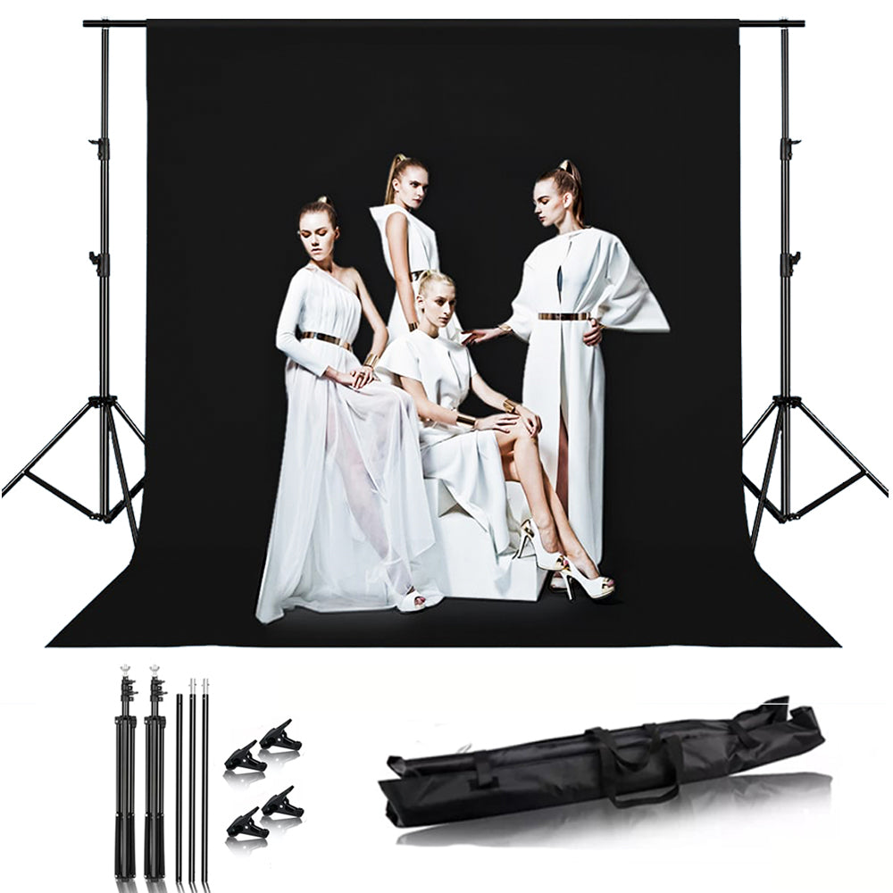 Kit Chroma Fondo Negro para Estudio Foto y Video con Parantes