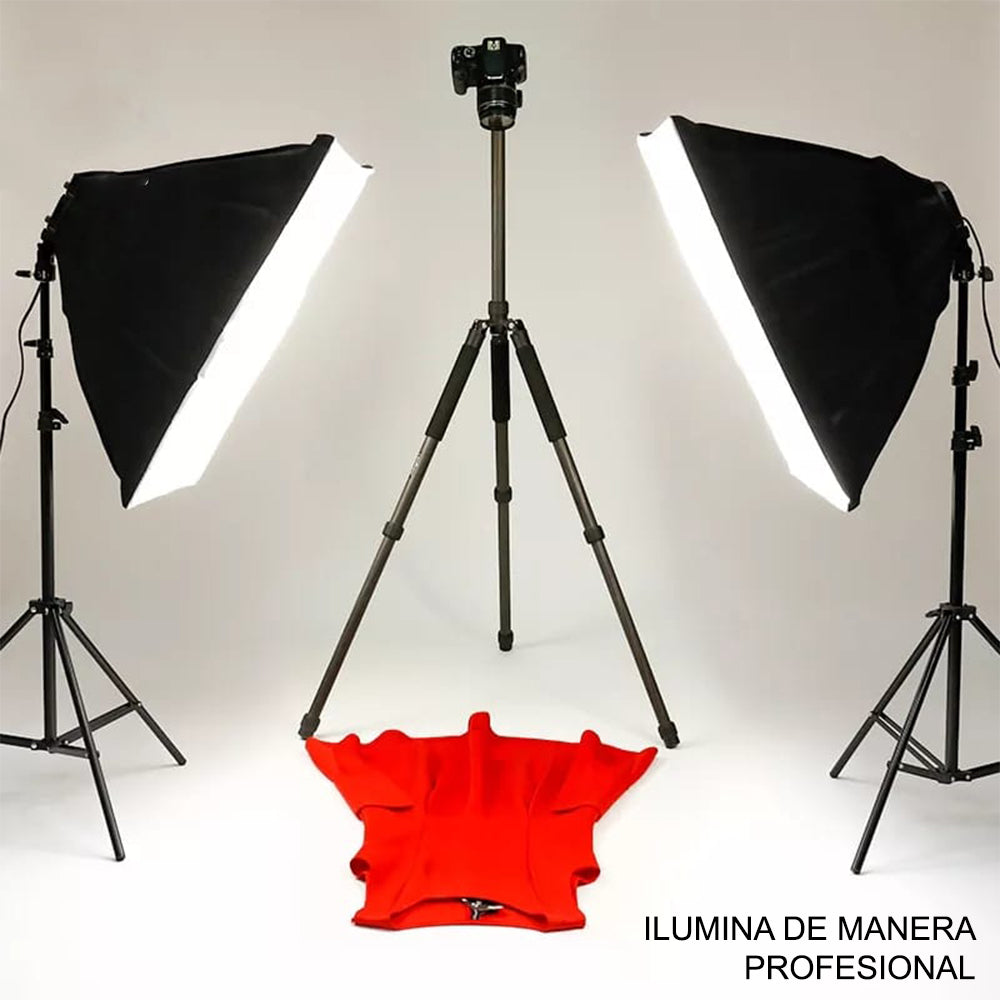 Kit fotografía Interlud profesional video fondo verde + parantes + soft box iluminación + maletín negro FYI260012