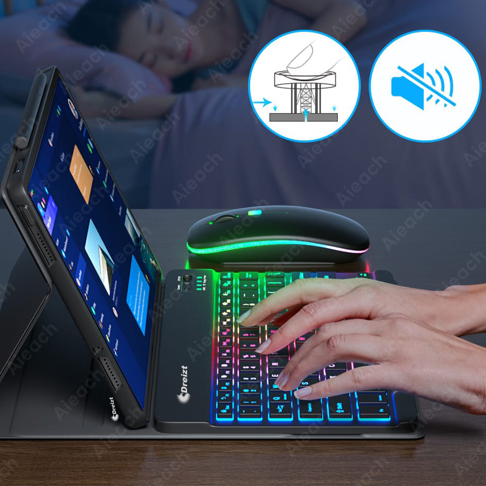 Kit Teclado y Mouse Luces Rgb Inalámbrico Multidispositivo GR270027 Negro