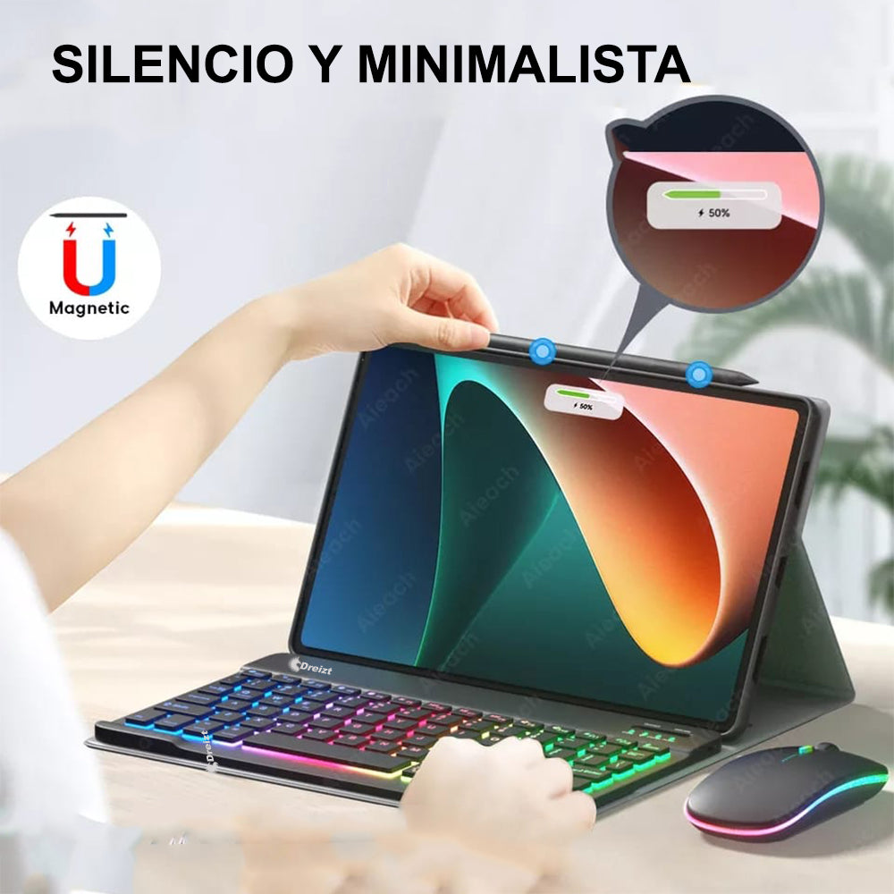 Kit Teclado y Mouse Luces Rgb Inalámbrico Multidispositivo GR270027 Negro