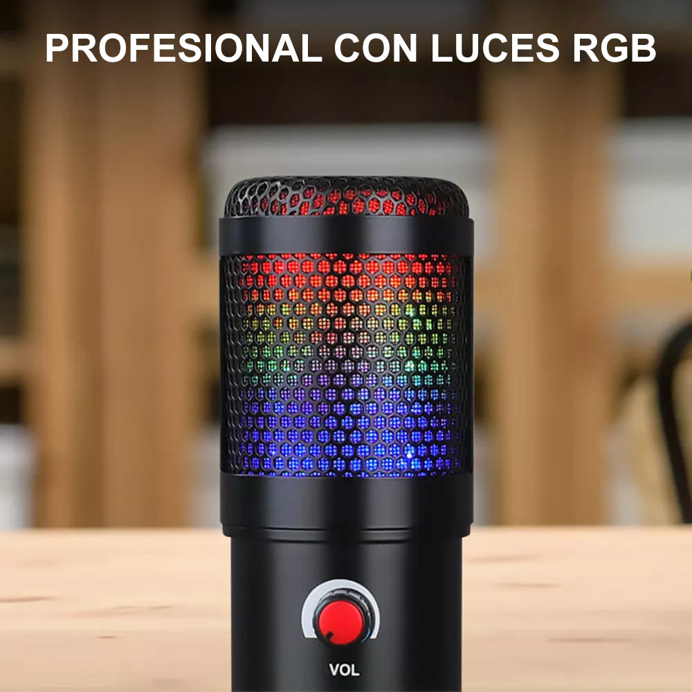 Micrófono Gamer de Escritorio con Luces RGB Calidad de Estudio