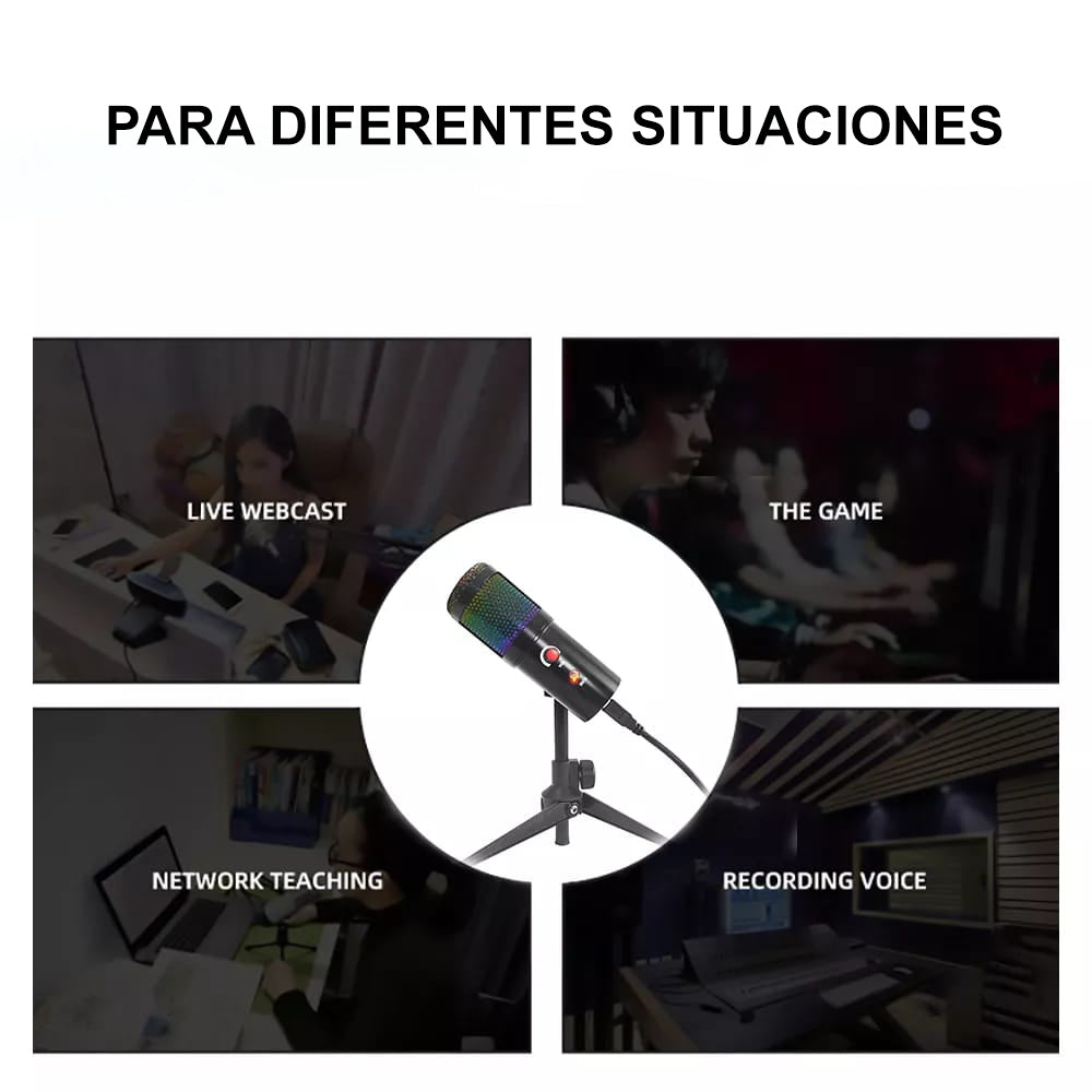 Micrófono Gamer de Escritorio con Luces RGB Calidad de Estudio