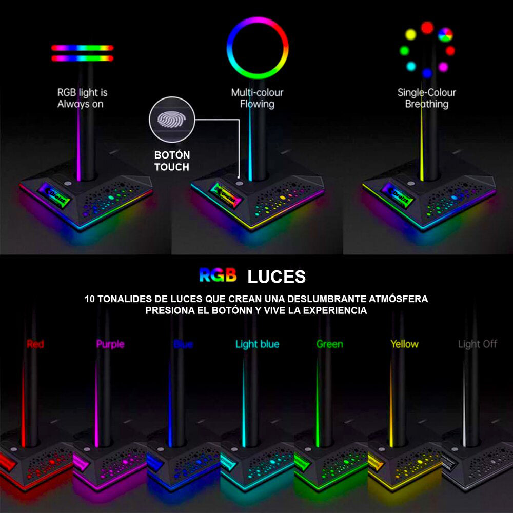 Soporte Parante para Audífonos Gamer Dreizt Rgb D6000 Pro