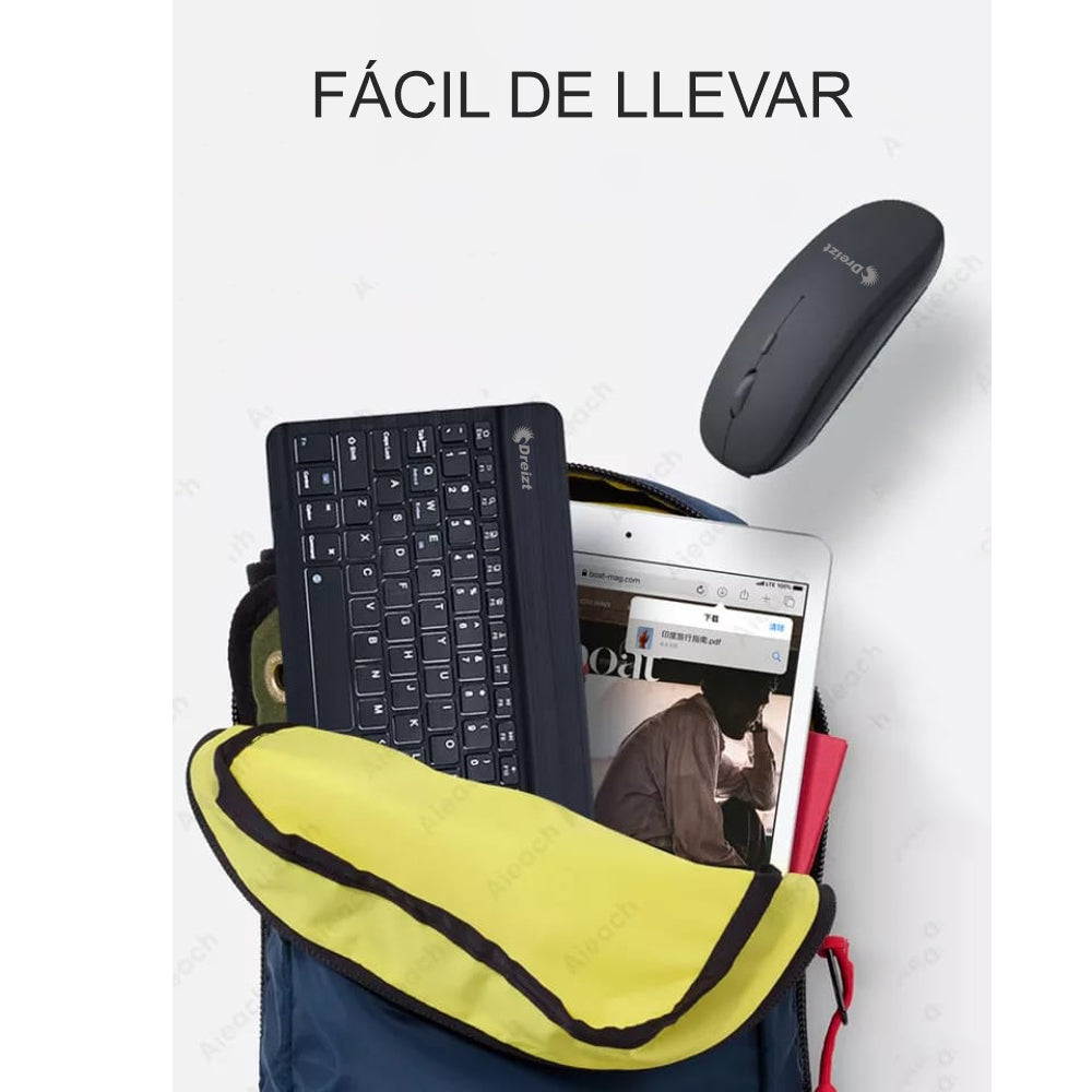 Kit Teclado y Mouse Inalámbrico Bluetooth Multidipositivo DT100 Negro