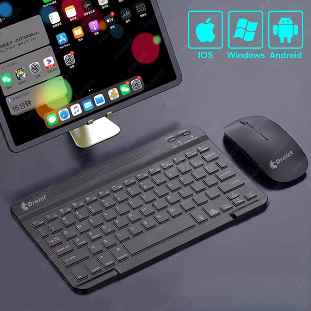 Kit Teclado y Mouse Inalámbrico Bluetooth Multidipositivo DT100 Negro