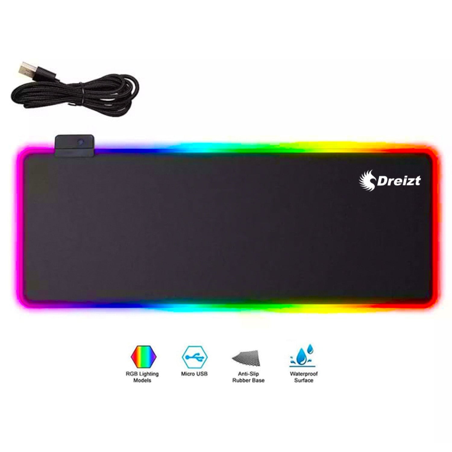 Combo Mouse Gamer Dreizt RGB Mate + Mousepad Gamer RGB  + Soporte para Celular de Aluminio  Dreizt