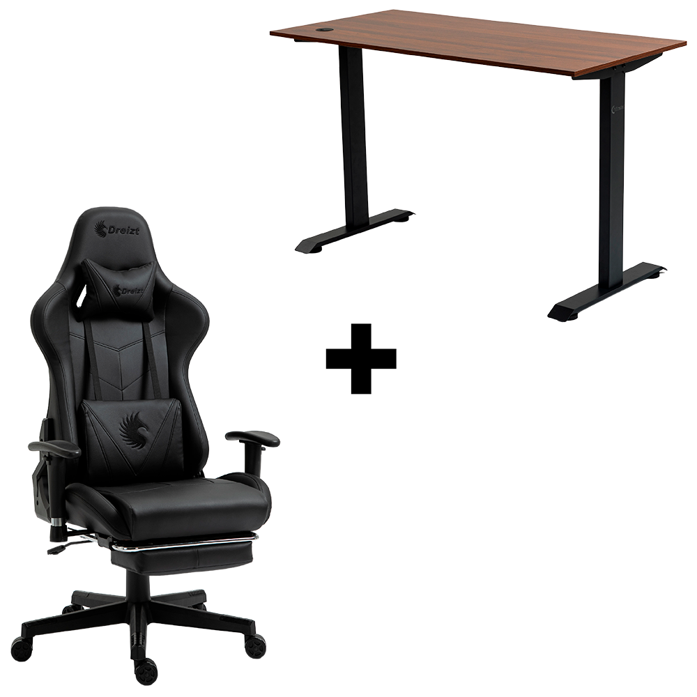 COMBO SILLA APOLO NEGRO + ESCRITORIO FIX DESK DREIZT 120X60CM