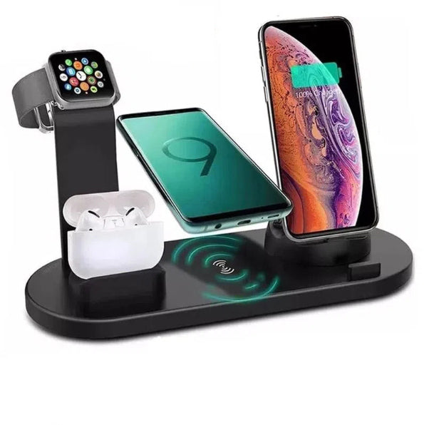 Cargador inalámbrico 4 en 1 para celulares Iphone, Android, Apple watch y Audifonos