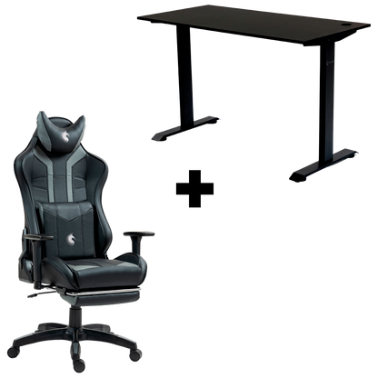 COMBO SILLA DEVIL NEGRO + ESCRITORIO FIX DESK DREIZT 120X60CM