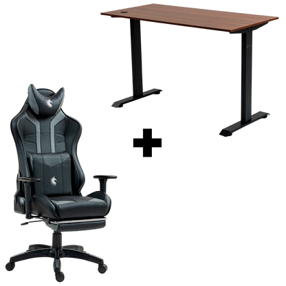 COMBO SILLA DEVIL NEGRO + ESCRITORIO FIX DESK DREIZT 120X60CM