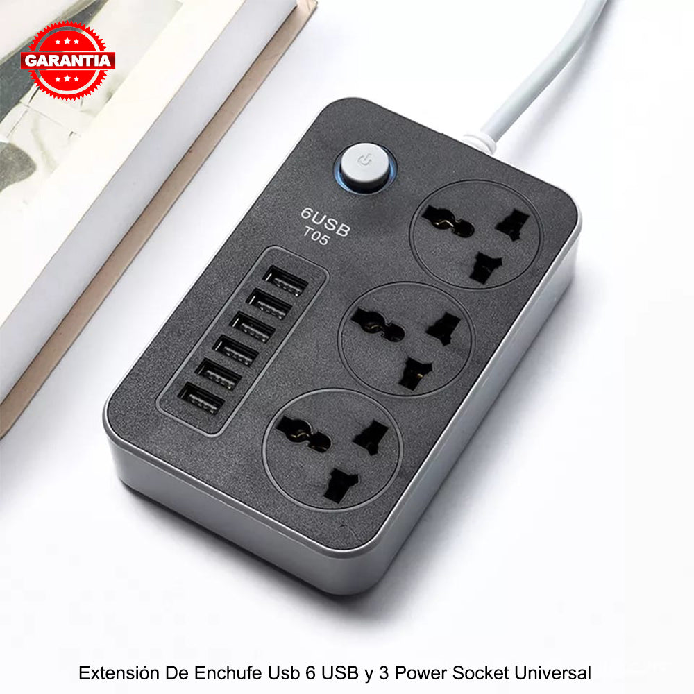 Extensión De Enchufe Sofisticado 6 USB 3 Power Socket Tomacorriente UniversalDreizt