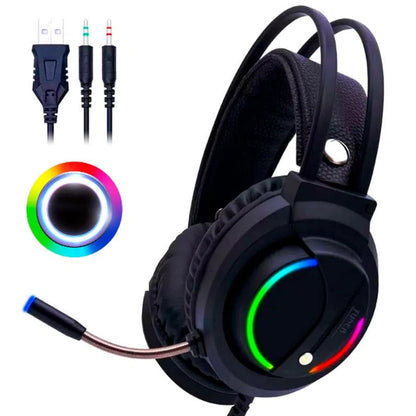 Audífonos Gamer D5000 PRO Luces RGB Free Fire Call of Duty PUGB