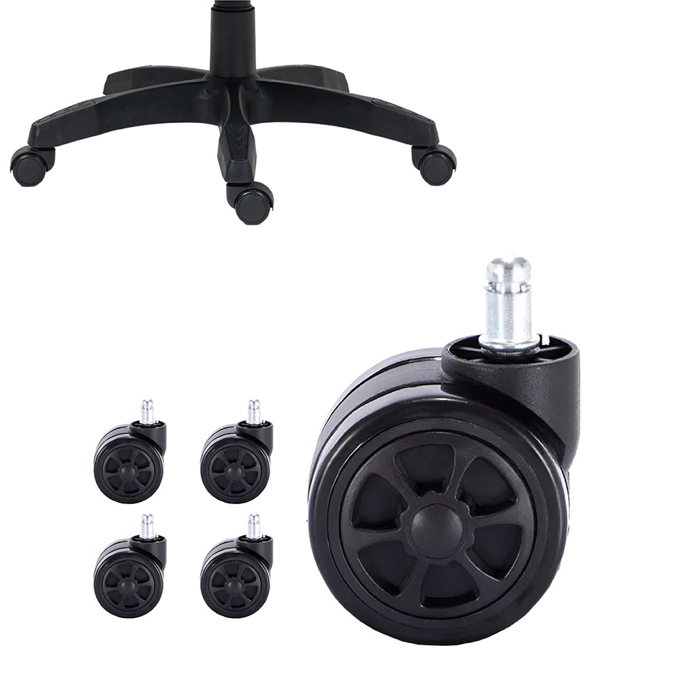 Combo Base para Silla Gamer Repuesto Shine Series Negro + Pack 5 Ruedas para Silla Gamer de Oficina Giratorias Universal Negro