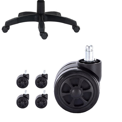 Combo Base para Silla Gamer Repuesto Shine Series Negro + Pack 5 Ruedas para Silla Gamer de Oficina Giratorias Universal Negro