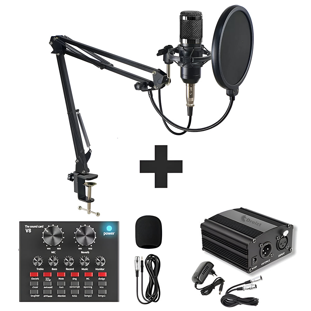 Combo Micrófono BM 800 con Consola Dreizt Negro y Phantom power