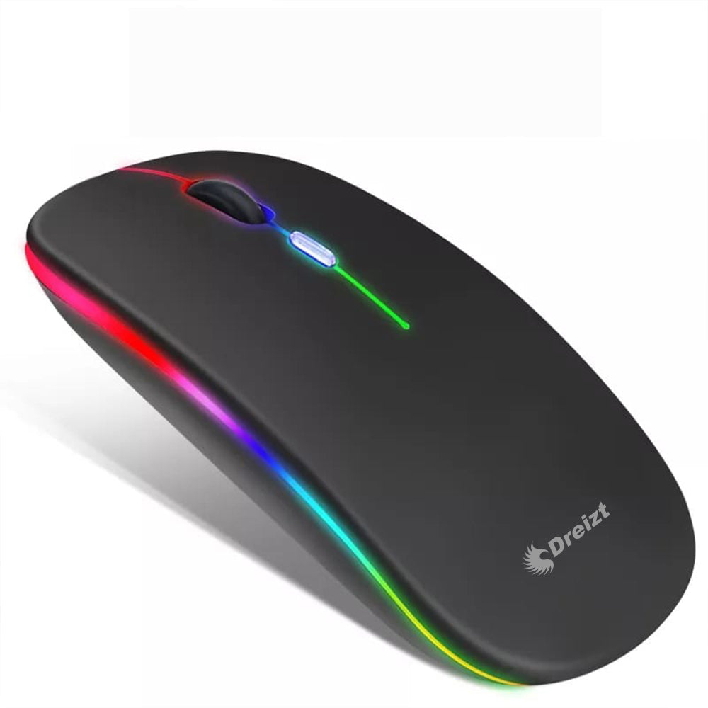 Mouse Inalámbrico Recargable Bluetooth con Iluminación LED RGB GR270024 Dreizt Negro