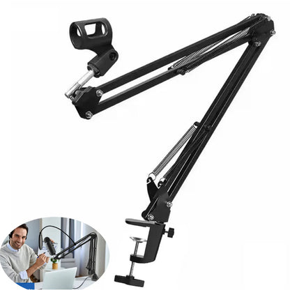 Soporte De Micrófono Con Clip — Adaptable De 15 A 50 Mm — Incluye Adaptador De 3/8” Y 5/8” — Perfecto Para Streaming, Podcasts Y Grabaciones