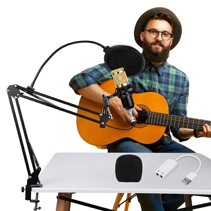 Combo Micrófono Bm 800 Dreizt Profesional y Phantom Power Dreizt para Stream y Estudio