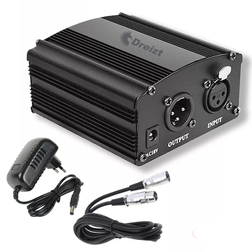 Combo Micrófono Bm 800 Dreizt Profesional y Phantom Power Dreizt para Stream y Estudio